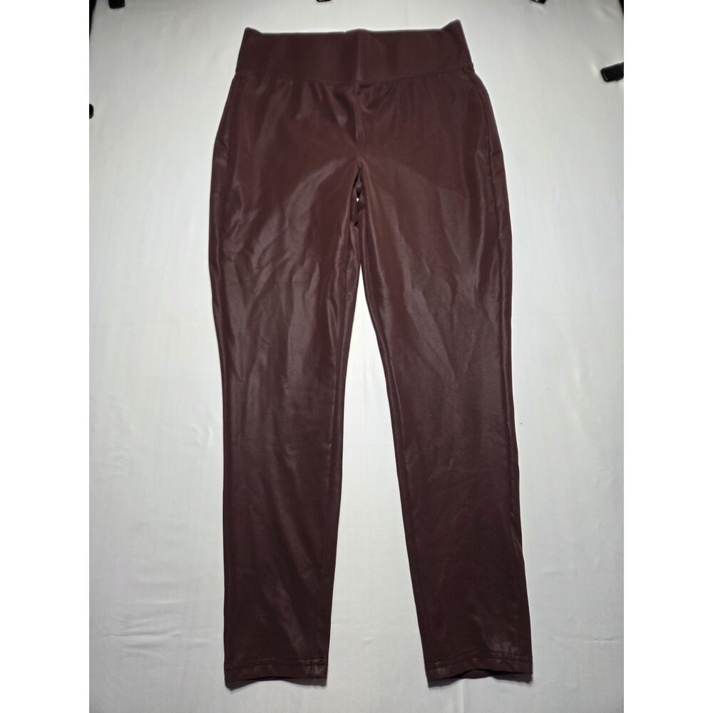 BBJ Los Angeles Women's Maroon Faux Leather Stretch Pants Size Large